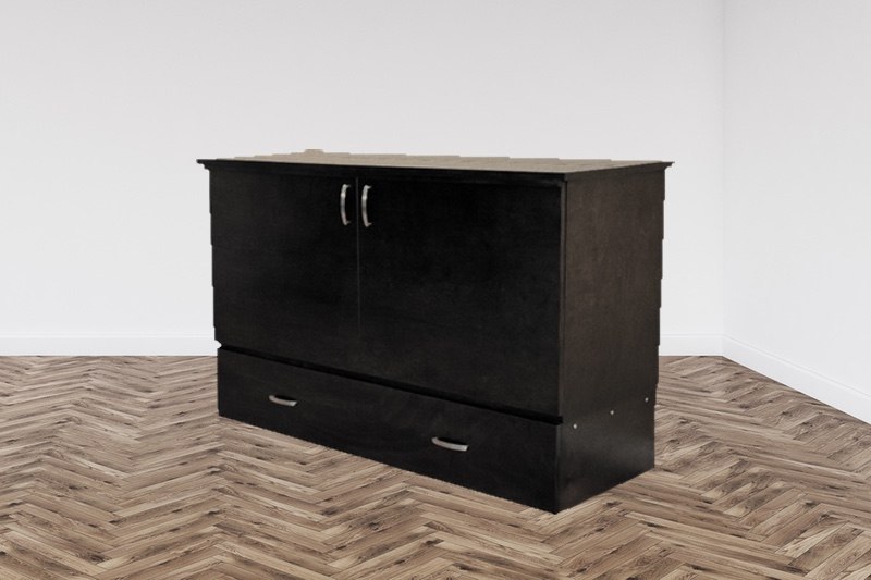 Dark finish cabinet bed